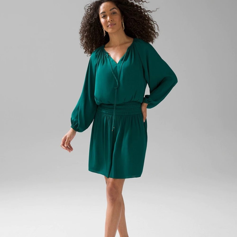 White House Black Market - Satin Smocked Waist Blouson